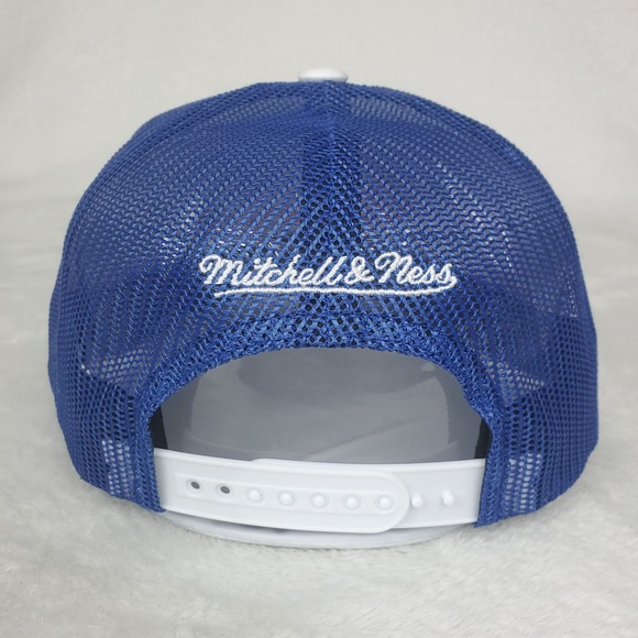 Texas Rangers Mitchell & Ness‎ MLB Trucker Hat Cap Embroidery Art White Blue New - Picture 6 of 9